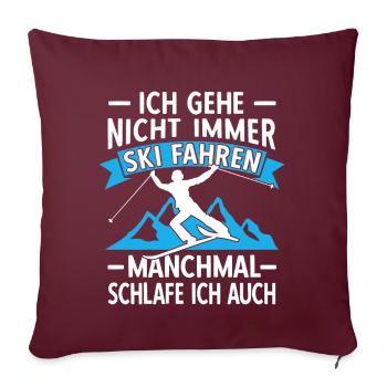 Ski Fahren Alter Mann auf Skiern Skifahrer Sprüche - Sofakissenbezug 45 x 45 cm - Burgunderrot - Vorne