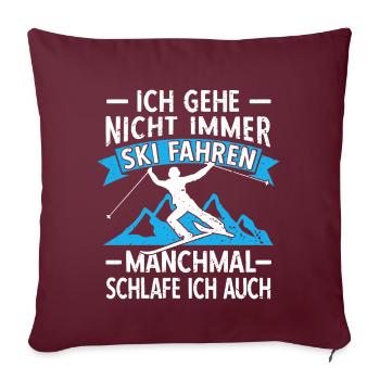 Lustige Skifahrer Ski Fahren Alter Mann auf Skiern - Sofakissenbezug 45 x 45 cm - Burgunderrot - Vorne