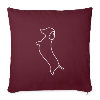 Conception à ligne unique - Teckel - Housse de coussin décorative 45 x 45 cm - bordeaux - Devant