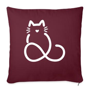 amour infini en forme de cœur chat - Housse de coussin décorative 45 x 45 cm - bordeaux - Devant