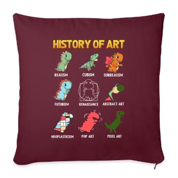 Kunstgeschichte mit Dinosauriern Englisch - Sofakissenbezug 45 x 45 cm - Burgunderrot - Vorne
