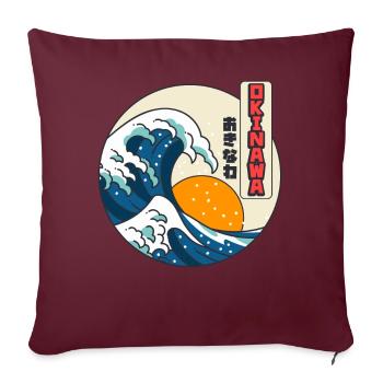 Grande vague de Kanagawa Okinawa Japon - Housse de coussin décorative 45 x 45 cm - bordeaux - Devant