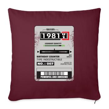 Compteur triphasé cadeau d’anniversaire 1981 - Housse de coussin décorative 45 x 45 cm - bordeaux - Devant