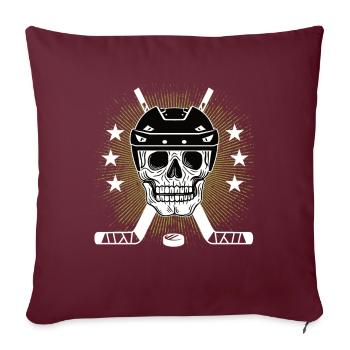 Eishockey Hockey Helm Schläger Eishockeyspieler - Sofakissenbezug 45 x 45 cm - Burgunderrot - Vorne