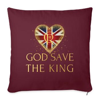 Britischer König Krönung Charles England Flagge - Sofakissenbezug 45 x 45 cm - Burgunderrot - Vorne