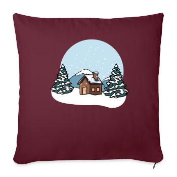 Winterlandschaft Schnee - Sofakissenbezug 45 x 45 cm - Burgunderrot - Vorne
