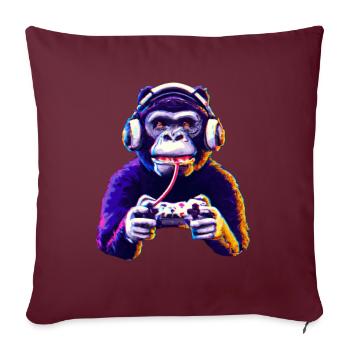 Jeu de singe joueur - Housse de coussin décorative 45 x 45 cm - bordeaux - Devant