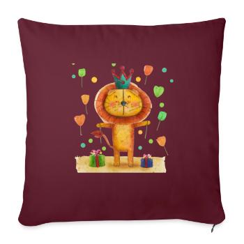 Jour d’anniversaire Léo - Housse de coussin décorative 45 x 45 cm - bordeaux - Devant