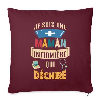Cadeau je suis une MAMAN infirmière qui déchire - Housse de coussin décorative 45 x 45 cm - bordeaux - Devant