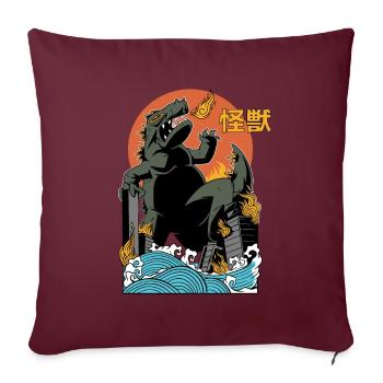Dinosaure géant Coucher de soleil japonais - Housse de coussin décorative 45 x 45 cm - bordeaux - Devant