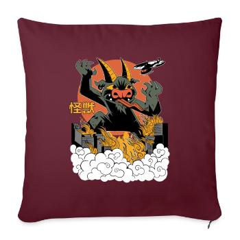 Dragon Géant Coucher de Soleil Japonais - Housse de coussin décorative 45 x 45 cm - bordeaux - Devant