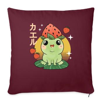 Grenouille fraise japonaise - Housse de coussin décorative 45 x 45 cm - bordeaux - Devant