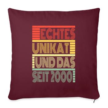 Echtes Unikat Seit 2000 Geboren 2000 Geburtstag - Sofakissenbezug 45 x 45 cm - Burgunderrot - Vorne