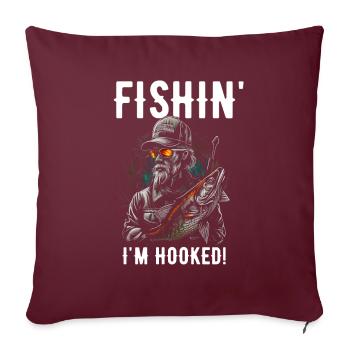 Poisson pêcheur cool Je suis accroché - Housse de coussin décorative 45 x 45 cm - bordeaux - Devant