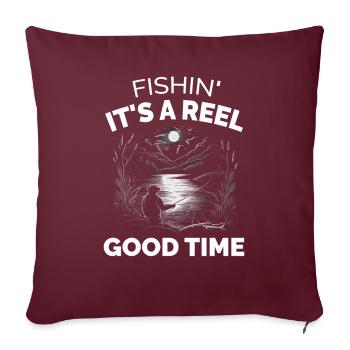Fischer Fisch Fisch Es ist eine Rolle gute Zeit - Sofakissenbezug 45 x 45 cm - Burgunderrot - Vorne