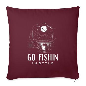 Pêche rétro - Allez pêcher avec style - Housse de coussin décorative 45 x 45 cm - bordeaux - Devant
