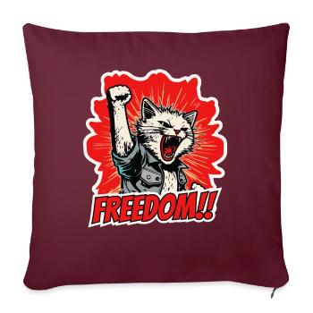 Rebellische Katze schreit nach Freiheit und Power - Sofakissenbezug 45 x 45 cm - Burgunderrot - Vorne