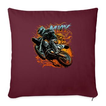 À travers les flammes - Aventure épique en motocross - Housse de coussin décorative 45 x 45 cm - bordeaux - Devant