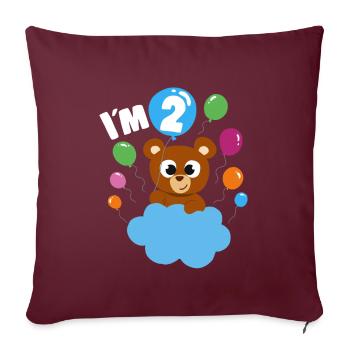 Birthday Teddy Bear 2 Years Old Bday Party Gift - Sofakissenbezug 45 x 45 cm - Burgunderrot - Vorne