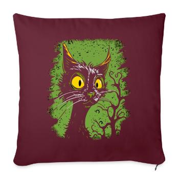 Chat de dessin animé vintage surpris - Housse de coussin décorative 45 x 45 cm - bordeaux - Devant