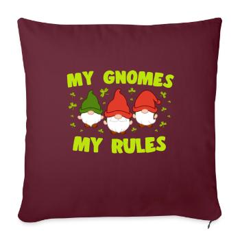 Mes Gnomes Mes règles Feuille d’Amant Elfe Jardin Miniature - Housse de coussin décorative 45 x 45 cm - bordeaux - Devant