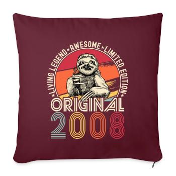 2008 Anniversaire vintage vintage paresseux cadeau - Housse de coussin décorative 45 x 45 cm - bordeaux - Devant