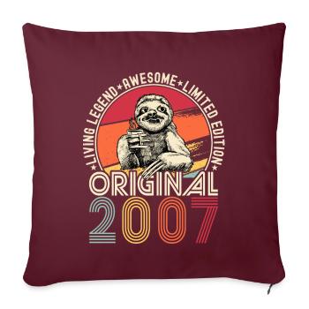 2007 Anniversaire vintage vintage paresseux cadeau - Housse de coussin décorative 45 x 45 cm - bordeaux - Devant