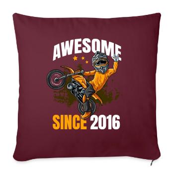 Génial depuis 2016 - 7ème anniversaire du pilote de motocross - Housse de coussin décorative 45 x 45 cm - bordeaux - Devant