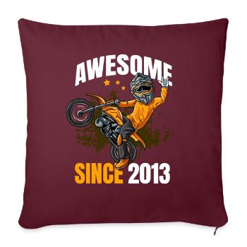 Génial depuis 2013 - 10ème anniversaire du pilote de motocross - Housse de coussin décorative 45 x 45 cm - bordeaux - Devant