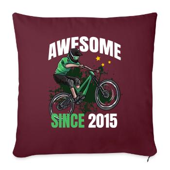 Awesome seit 2015 - 8. Mountainbike Geburtstag - Sofakissenbezug 45 x 45 cm - Burgunderrot - Vorne