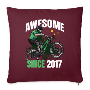 Awesome seit 2017 - 6. Mountainbike Geburtstag - Sofakissenbezug 45 x 45 cm - Burgunderrot - Vorne