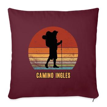 Camino Inglés Pilgern Reise Jakobsweg Pilger - Sofakissenbezug 45 x 45 cm - Burgunderrot - Vorne