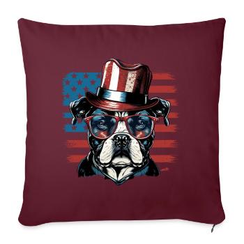 Chien patriotique Drapeau américain Patriote - Housse de coussin décorative 45 x 45 cm - bordeaux - Devant