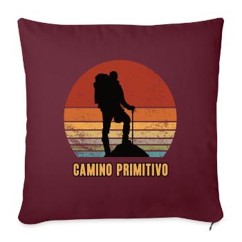 Camino Primitivo Jakobsweg Santiago de Compostela - Sofakissenbezug 45 x 45 cm - Burgunderrot - Vorne