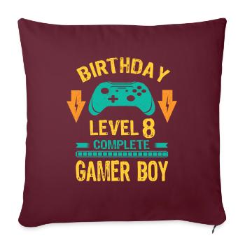 Huit 8 ans BDay Son Garçon Drôle de joueur 8ème 8 ans - Housse de coussin décorative 45 x 45 cm - bordeaux - Devant