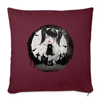 Gothique Emo Fille Cadeau Halloween - Housse de coussin décorative 45 x 45 cm - bordeaux - Devant