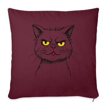 Méchant chat de dessin animé frais - Housse de coussin décorative 45 x 45 cm - bordeaux - Devant