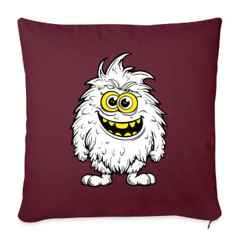 lustige Fell Monster - Sofakissenbezug 45 x 45 cm - Burgunderrot - Vorne
