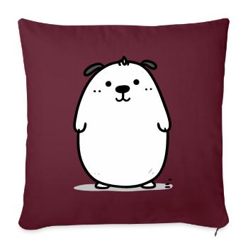 Mignon chien de dessin animé câlin - Housse de coussin décorative 45 x 45 cm - bordeaux - Devant