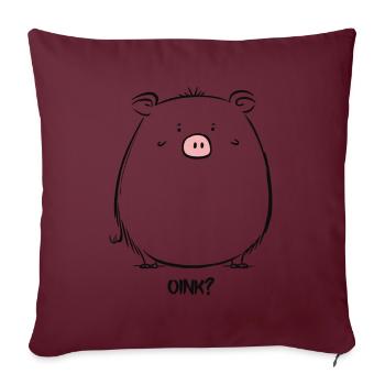 Cartoon Oink Schwein - Sofakissenbezug 45 x 45 cm - Burgunderrot - Vorne