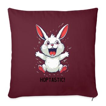 Fantastique bande dessinée blanche Hoppel Rabbit - Housse de coussin décorative 45 x 45 cm - bordeaux - Devant