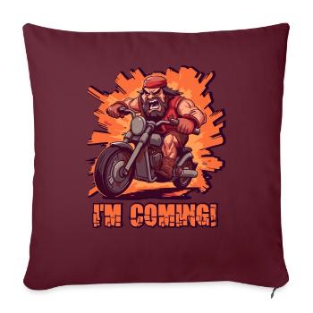 Un motard en colère arrive - Housse de coussin décorative 45 x 45 cm - bordeaux - Devant