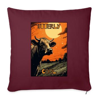 Vache absolument cool - Housse de coussin décorative 45 x 45 cm - bordeaux - Devant