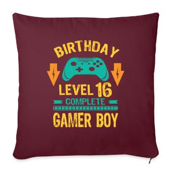 Seize 16 ans BDay Son Garçon Drôle de joueur 16ème 16 ans - Housse de coussin décorative 45 x 45 cm - bordeaux - Devant