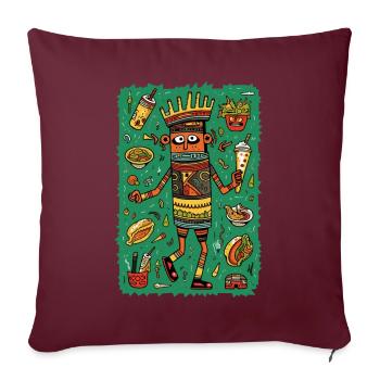 Hiéroglyphes amusants : restauration rapide - Housse de coussin décorative 45 x 45 cm - bordeaux - Devant