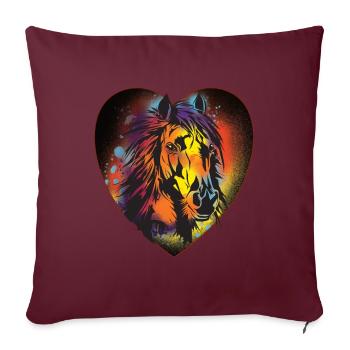 Cheval, Équitation, Dressage, Coeur, Cadeau, Coloré - Housse de coussin décorative 45 x 45 cm - bordeaux - Devant