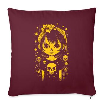 Mignonne fille d’anime en colère - Housse de coussin décorative 45 x 45 cm - bordeaux - Devant