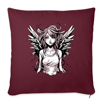 Fille ange moderne - Housse de coussin décorative 45 x 45 cm - bordeaux - Devant