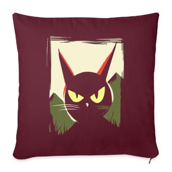 Soleil rouge japonais : Chat de mauvaise humeur - Housse de coussin décorative 45 x 45 cm - bordeaux - Devant