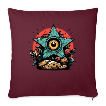 Des plantes, des pierres et un œil d’étoile - Housse de coussin décorative 45 x 45 cm - bordeaux - Devant